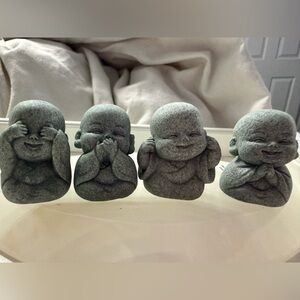 Set of Four Stone Buddha Figurines